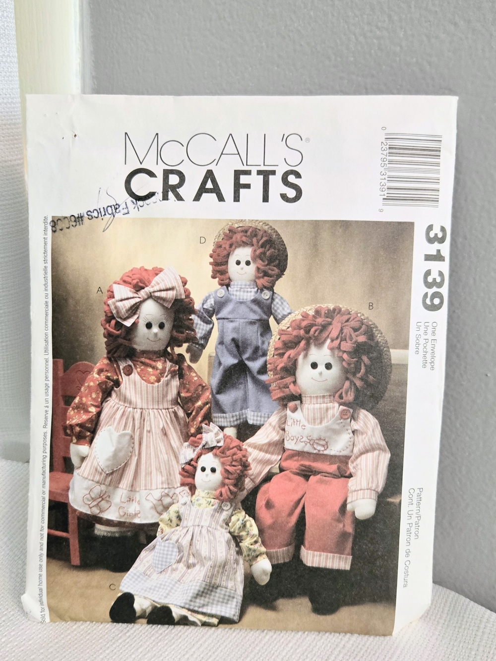 McCall's Doll Pattern 3139 16" & 22" Dolls  Clothes Uncut Dress Shirt Craft
